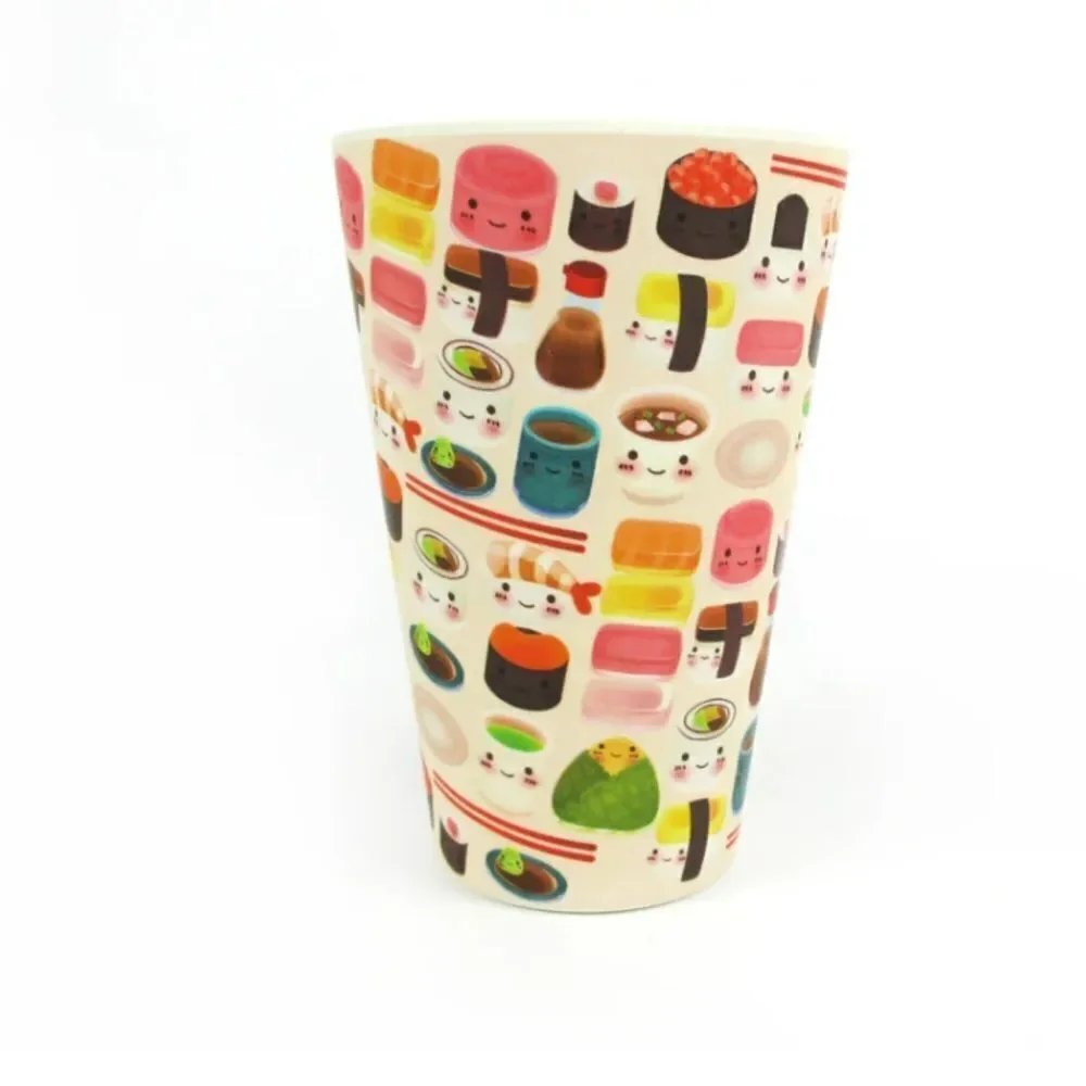 Eco-Friendly Reusable Plant Fiber Travel Mug with Sushi Design NWT